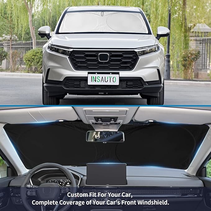 Windshield Sun Shade for Honda Fit 2007-2020 2021 2022 2023 2024 Sun Visor Protector Foldable Window Sunshade for Honda Fit Hybrid Sport Windshield Cover Car Sun Shields Block UV Rays