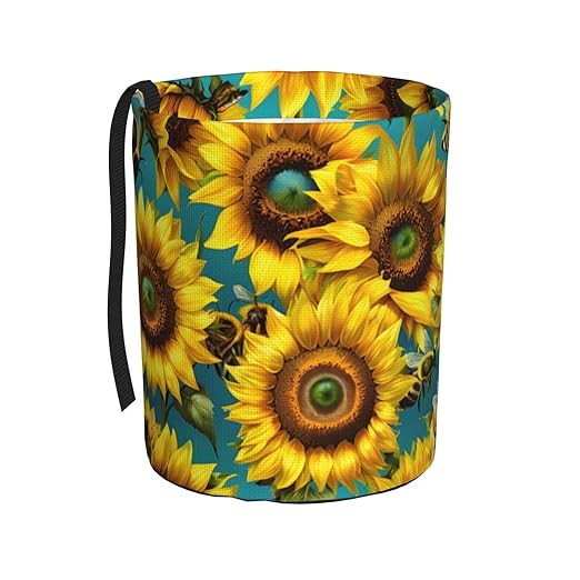Aueimtia Car Trash Can – Collapsible & Waterproof Hanging Trash Bag, Pop-Up Garbage Bin for Cars, Trucks, Minivans, and Camping – Easy to Install & Clean（ Sunflower）
