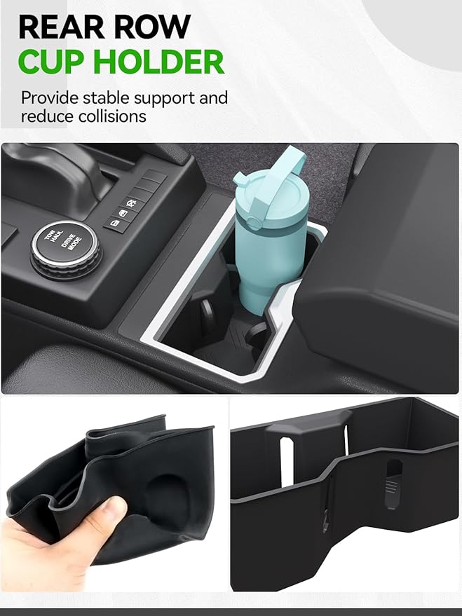 6PCS Center Console Organizer Tray for 2024 2025 Toyota Tacoma Accessories, Armrest Hidden Storage Box, Rear and Console Cup Holder Glove and Armrest Storage Box with Insert Divider for Toyota Tacoma