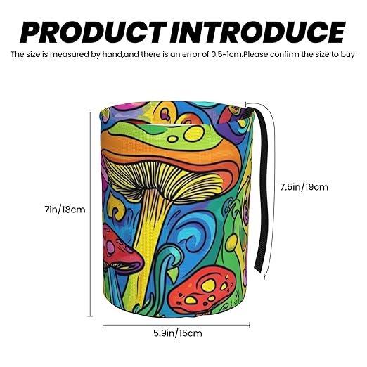 Colorful Psychedelic Mushrooms Car Trash Can Garbage Cans Foldable,Cute Hanging Car Organizer and Storage Bag Leak Proof, Auto Back Seat Trash Bin Universal for Truck, SUV, Outdoor Travel