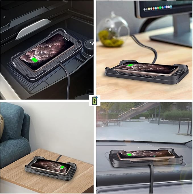 Wireless Charger Car Charging pad,Polmxs 15W Fast Wireless Phone Charger Cell Phone Cordless Charging mat Compatible with iPhone 11/12/12/14/15 Galaxy S21/S22/S23/24 (C12Y)