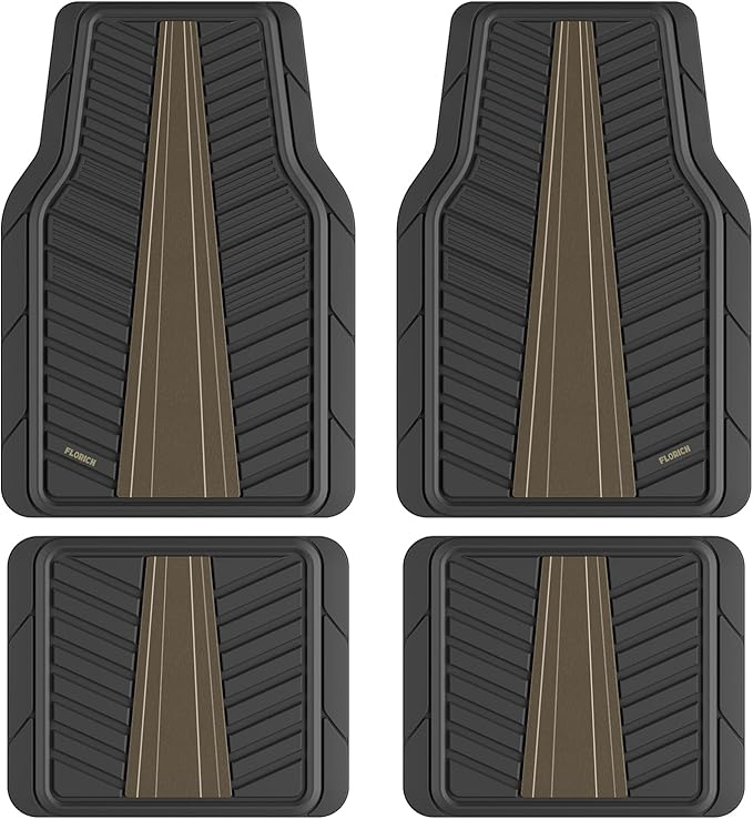 FLORICH Car Floor Mats, Heavy Duty Floor Mats for Cars, 4 Piece All-Weather Floor Mats with Anti-Slip Backing, Waterproof Universal Trim-to-Fit, Automotive Floor Mat for Cars SUV Trucks