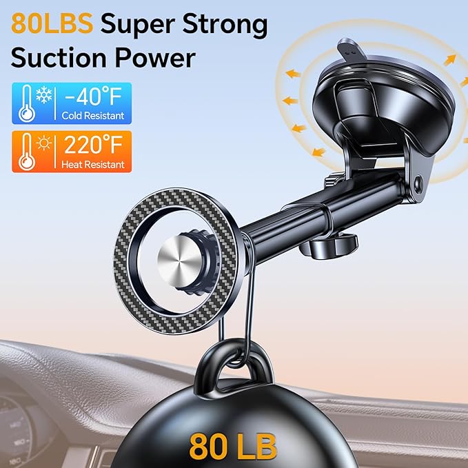 Coolpow for MagSafe Car Mount【Windshield+Vent+Dash】 Magnetic Phone Holder for Car Phone Holder Mount Cell Phone Holders for Your Car Accessories Phone Mount for Camera Stabilizers Stand for iPhone 17