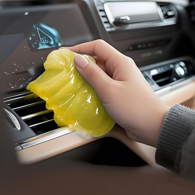 Car Cleaning Gel,Reusable Car Cleaning Putty for Interior Detailing, Car Cleaning Supplies, Auto Detailing Tools, Car Slime for Dust Removal, Car Accessories Interior, Car Cleaning Kit(Yellow, 3.0 OZ)