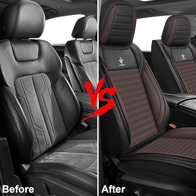 ARTIBY Seat Covers Custom Fit for Mitsubishi Outlander 2004-2025, Standard Waterproof Car Seat Cover, Breathable and Comfortable Leather Cushion Cover, Auto Interior Accessories (Black Brown)