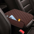 Upgraded Car Center Console Cover, Armrest Cover for Car, Waterproof Leather Auto Armrest Cover Protector with 2 Pocket, Comfortable Arm Rest Box Cushion Pad for Vehicles, Trucks (Coffee)