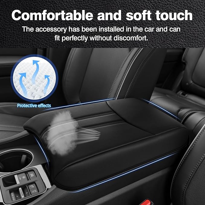Autorder Center Console Cover for 2023-2025 2026 Honda Pilot/ 2024-2026 Ridgeline Passport Accessories Armrest Cover Anti-Scratch Middle Console Pad Extra Soft Leather Armrest Protector