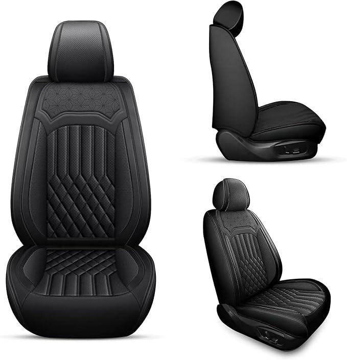 TTX Car Seat Covers 2 Front Seats Fit for Mitsubishi Mirage 2015-2026 Breathable Leather Seat Protector with Airbag Compatible Automotive Seat Cushions Cover with Beautiful Patterns (Black)