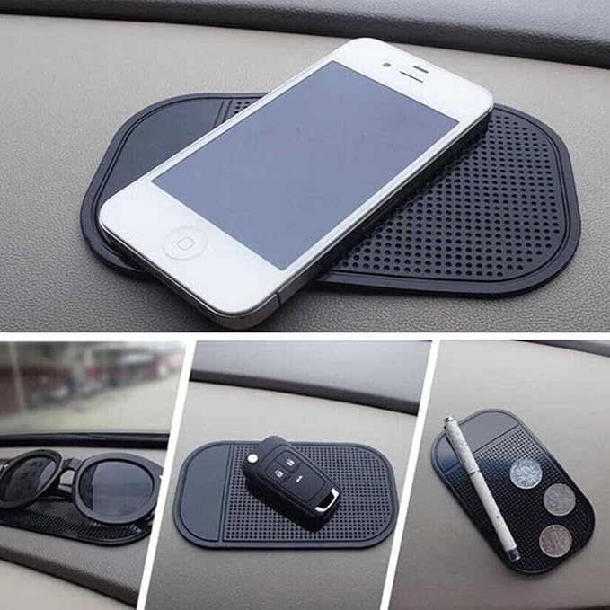 Car Dashboard Non Slip Mat, Bysameyee 5-Pack Anti-Slide Sticky Extra-Thick Dash Pad for Radar Detector, Cell Phone, Keys, Glass, Mirrors, Metal, GPS, Coins