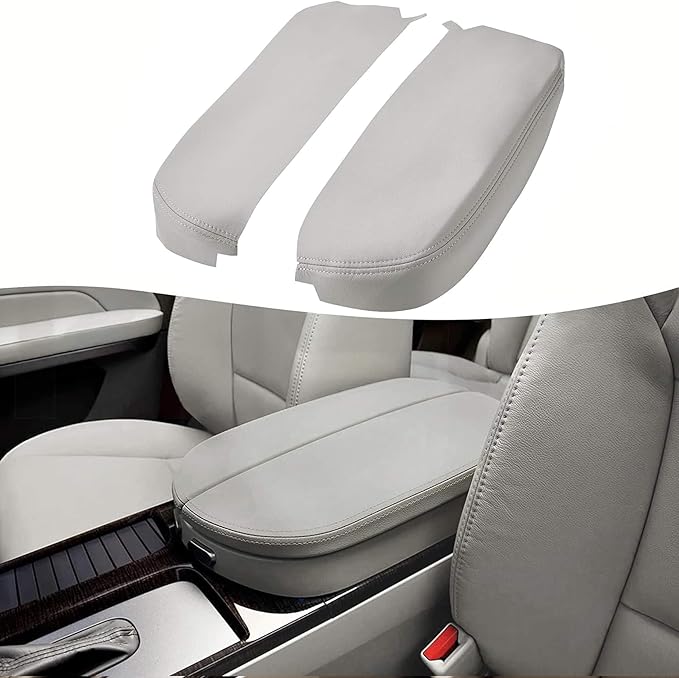 KBH Car Center Console Cover Replacement for Acura MDX 2007 2008 2009 2010 2011 2012 2013, Vinyl Leather, Middle Console Lid Armrest Replace Skin Upholstery, Gray