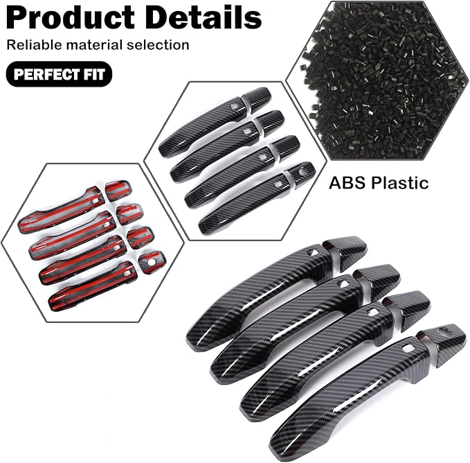 for Hummer EV Accessories Exterior Door Handle Covers Compatible with Hummer EV SUV Truck 2022-2024 2025 ABS Car Door Handle Protectors Cap,Front Rear Outer fror 4 Door,8PCS (Carbon Fiber Pattern)