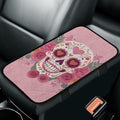 Bulopur Valentine's Day Skeleton Rose Center Console Cover Easy to Install Car Armrest Cushion Flannel Protector Protect from Pet Claws Thickened Universal Fit for Vehicles,Cars,Suvs,Vans,Sedans