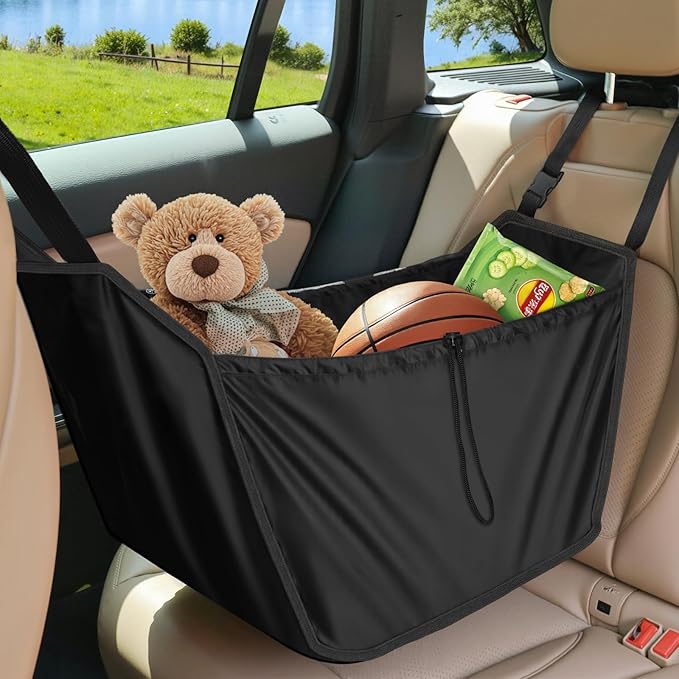 INFANZIA Car Seat Organizer, Collapsible Hammock Passenger Seat Storage Bag, Large Capacity Car Backseat Hanging Travel Portable Shopping Shoulder Bag, Reusable Tote with Drawstrings