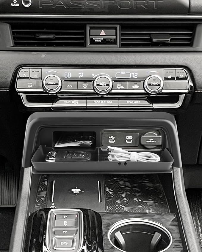 WEIPIN for 2023-2026 Honda Pilot/2026 Honda Passport Center Console Organizer Tray TPE Materials - Increase Storage Space & High Side Blocking OEM Design