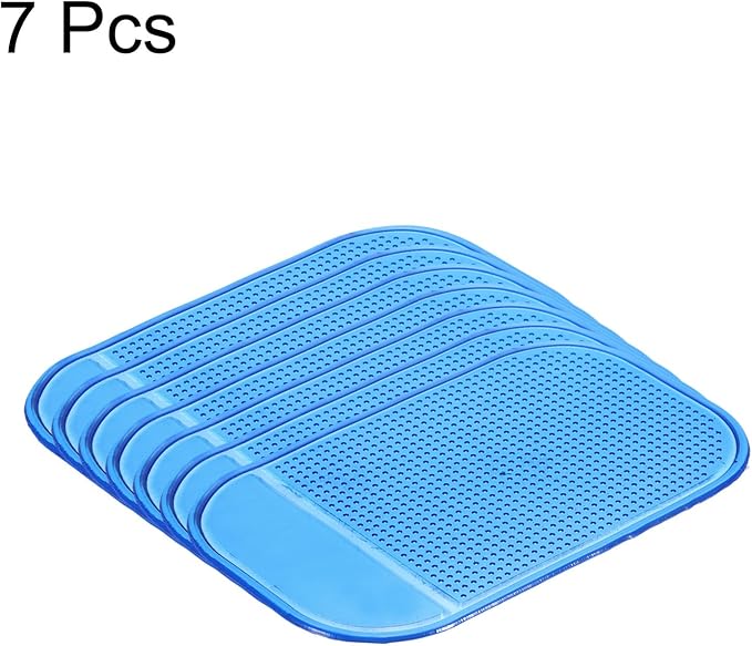 HARFINGTON 7pcs Car Dashboard Anti-Slip Mat 5.5" x 3" Universal Sticky Dash Pad Washable Reusable Car Non-Slip Mats for Phone Keys Sunglasses Electronic Devices, Blue