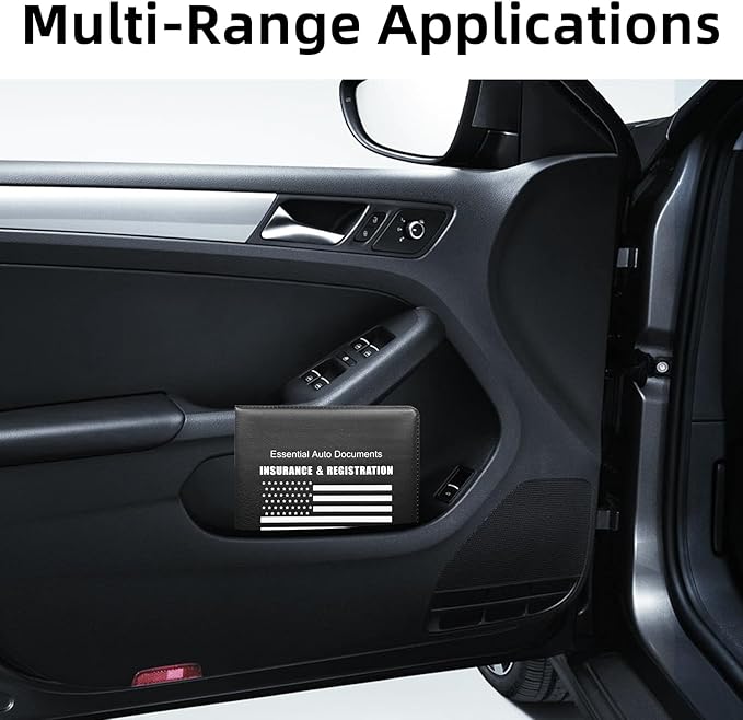 Ziciner Car Registration Insurance Holder, 2Pack Essential Auto Card Document Glove Box Organizer with Touch Fastener, Vehicle Interior Accessories Perfect for Most Car, Truck, SUV (Black/White Flag)