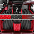 Custom Fit Car Floor Mats for Most Cars, SUVs, Trucks - Waterproof PU Leather All-Weather Floor Liners - Durable Anti-Slip Interior Car Accessories to Protect Vehicle Floors (Red+Black Beige)
