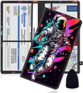 Yuxcfhjfe Car Registration and Insurance Holder, PU Leather Auto Document Holder for Men&Women, Vehicle Glove Box Compartment Organizer with Magnetic Shut for Driver's License, Astronaut Pattern
