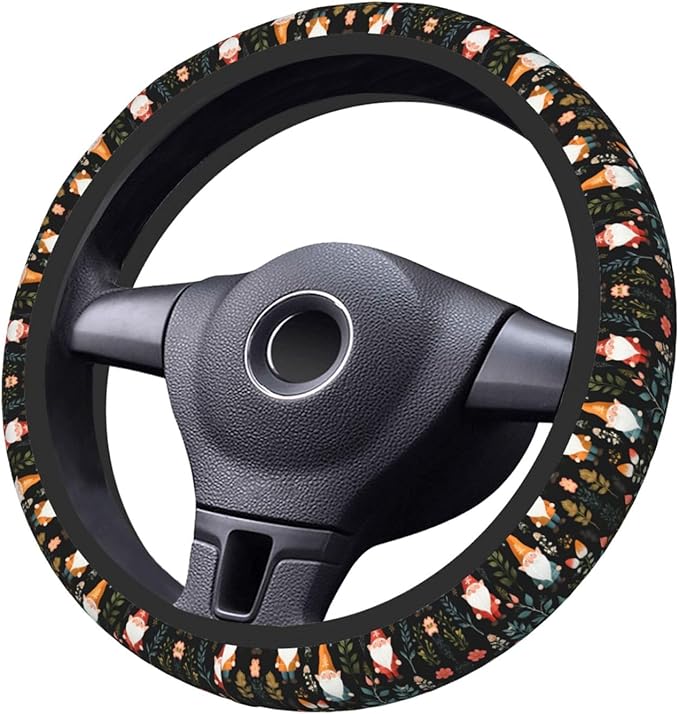Nordic Gnomes Car Steering Wheel Cover, 15 Inch Steering Wheel Cover Stylish Decor for Most Cars