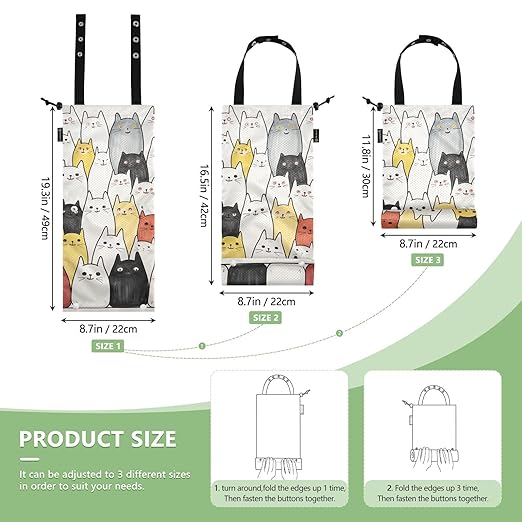 ALAZA Hanging Car Trash Bags Garbage Bag Trash Can for Back Seat Small Cat Cute Washable Storage Bag Retractable 2 Pack