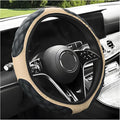 Car Steering Wheel Cover, 15 Inches Non-Slip Leather Car Steering Wheel Protector, Universal Steering Wheel Soft Cover Mats for Car Truck SUV, Interior Car Accessories (Beige)