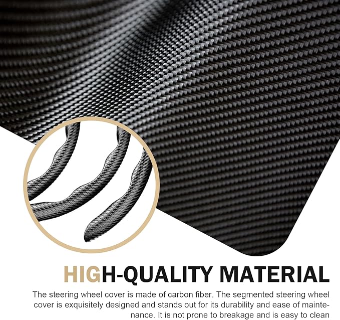 3PCS Steering Wheel Cover, Carbon Fiber Anti-Skid Steering Wheel protection, Car Steering Wheel Cover for Men/Women, Segmented & Wavy Design, Universal Car Interior Accessories (Black)