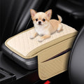 Cxtiy Car Center Console Cover, Microfiber Warm Soft Car Armrest Cover Cushion with 2 Storage Bags, Universal Armrest Storage Box Interior Accessories for Most Vehicles (Beige)