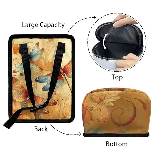 Car Trash Can with Lid Hanging Car Trash Bag Leak-Proof Portable Cars Garbage Bin Sedan Accessories Interior Cars Organizer, Dragonfly Print