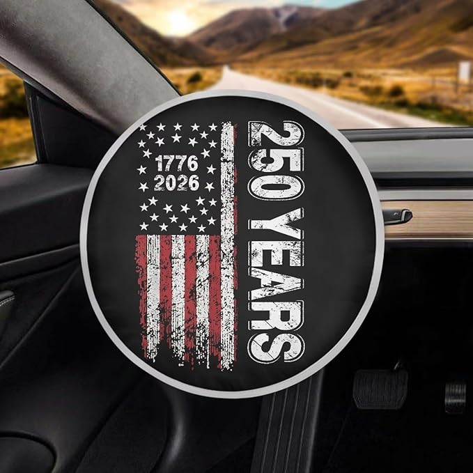 250 Years of America Reflective Steering Wheel Shield Sunshade Retro Car Rudder Sun Shade Cover 17 Inch Universal Steering Wheel Sun Block for Most Vehicle Gift for Holiday