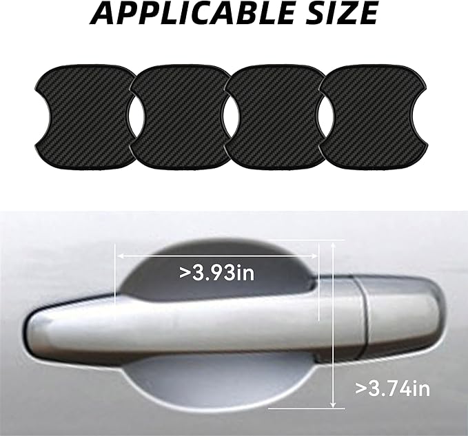 Tioollev 4PCS Car Door Handle Cup Scratch Protectors, TPU Carbon Fiber Door Bowl 3D Sticker, Handle Paint Cover Guard Pad, Universal Door Handle Protective Film for Most Cars (Medium-Black)