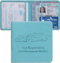 Registration and Insurance Card Holder, Vehicle Glove Box Car Organizer with Magnetic Closure, Interior Car Accessories for Documents, Cards, License Storage, 1-Pack Blue