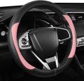 Car Steering Wheel Cover,Microfiber Leather Steering Wheel Cover Universal 15.5-16 inch, Anti-Slip Breathable Auto Wheel Cover Protector for Men Women (Black&Pink)