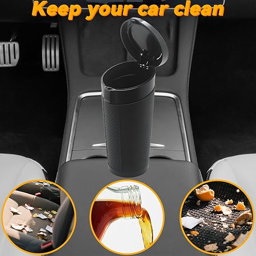 Car Trash Can Bin with Lid - 2 Pack, Leakproof Garbage Can for Vehicle, Mini Trash Bin with 180 Attached Trash Bags, Easy to Clean Cup Holder Trash Can for Car, Home, Office