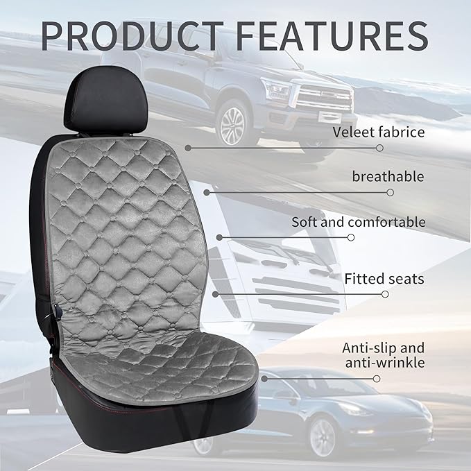ESMING Driver Or Passenger Car Seat Cushion for Full Back and Seat-Gray