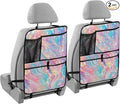 2 Pack Back Seat Car Organizer with Storage Pockets Kick Mats Back Seat Protector Hanging Car Organizer Automotive Seat Back Cover Organizers Pink Liquid Gradient