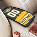 Custom Green Bay Car Armrest Covers Personalized Football Style with Name Number Customized Auto Center Console Pad Car Handrail Box Cushion for Most Vehicle Decor Accessories, Fans Gift
