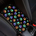 Mintutlipy Car Center Console Cover Colorful Dog Paws Automotive Armrest Cushion Car Interior Accessories Universal Fit All Weather Protection