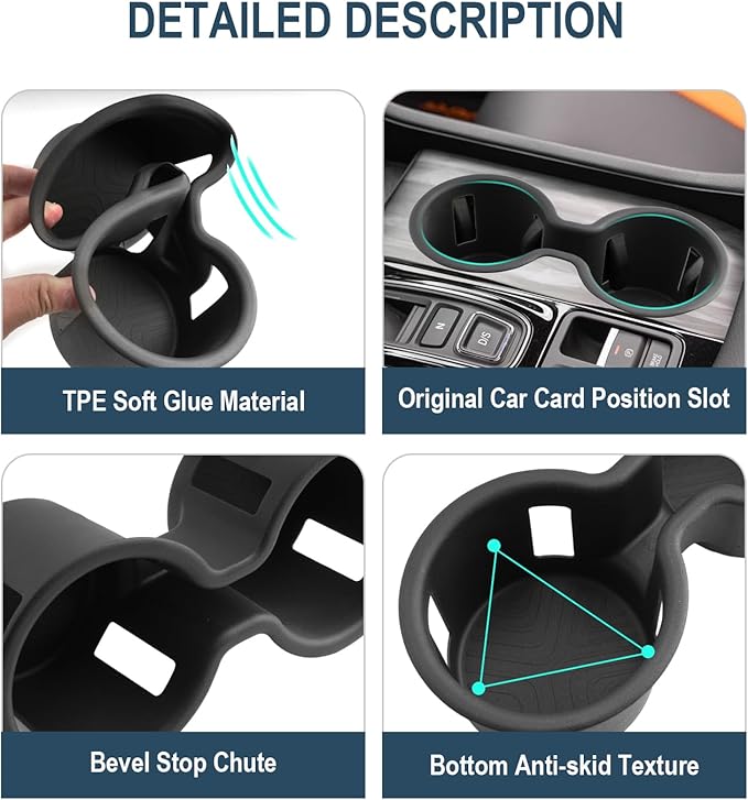 Ruiya 2023-2025 Pilot Center Console Cup Holder,for Honda Pilot Accessories TPE Material Cupholder Coaster Liner Compatible with 2023 2024 2025 Honda PilotLX/Sport/EX-L/TrailSport/Touring/Elite