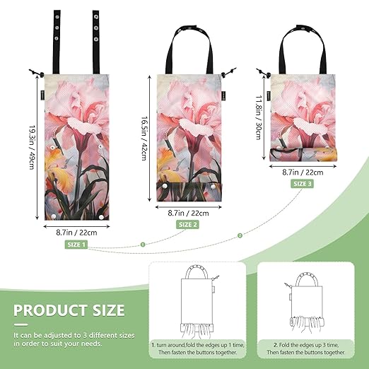 ALAZA Hanging Car Trash Bags Garbage Bag Trash Can for Back Seat Small Flower Floral 10 Washable Storage Bag Retractable 2 Pack