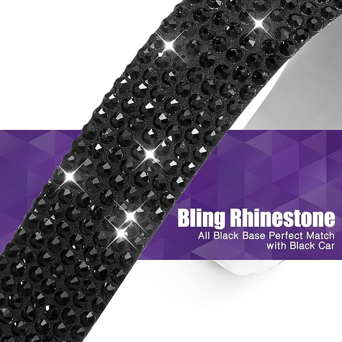 Frienda 10 Pieces Bling Car Accessories for Women Bling Car Door Handle Protector Door Handle Covers for Car Rhinestone Car Bowl Protector Accessories Women Stickers(Black)