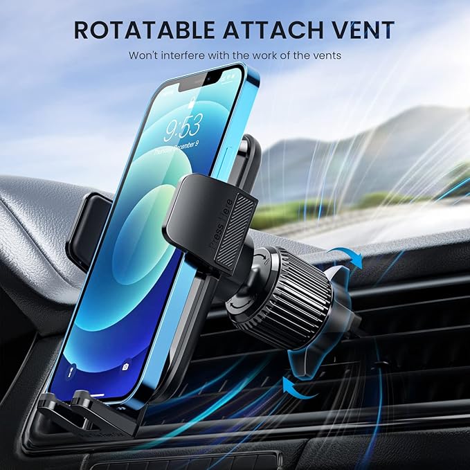 Qifutan Phone Mount for Car Vent [Upgraded Metal Clip] Cell Phone Holder Car Hands Free Cradle in Vehicle Car Phone Holder Mount for Smartphone, iPhone, Cell Phone Automobile Cradles Universal