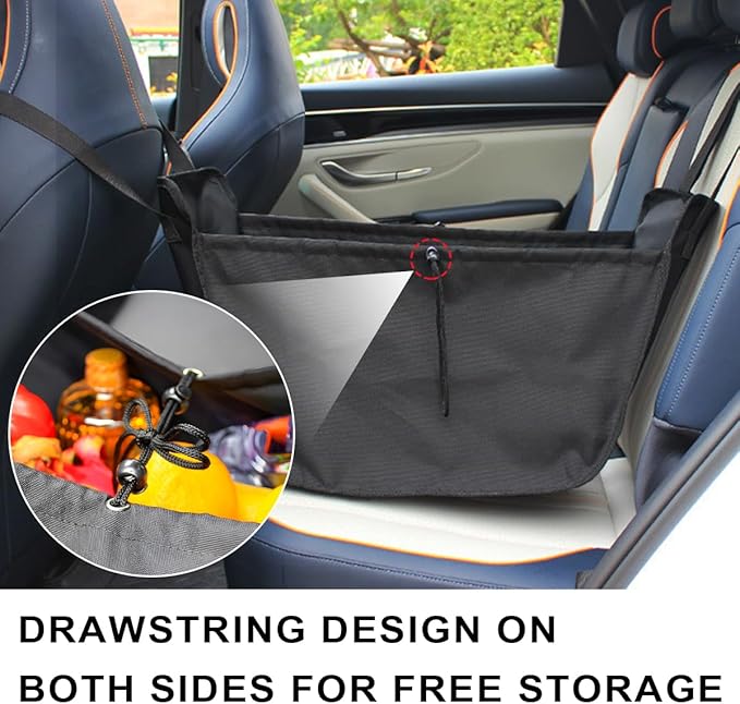 Car Seat Organizer, Collapsible Large Capacity Passenger Seat Storage Organizer, Backseat Storage Travel Bag with Drawstrings, Multifunctional Car Hanging Bag for Back Seats