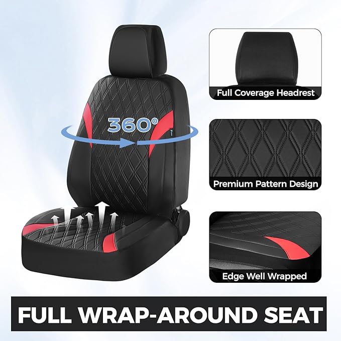 FLORICH Seat Covers Full Set, Leather Seat Covers for Cars, Waterproof Car Seat Protector Breathable, Front and Rear Seat Covers for Cars, Automotive Seat Covers Universal Fit for Most Car SUV Truck