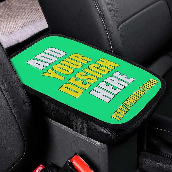 Custom Auto Center Console Pad Car Armrest Seat Box Cover Design Your Own Photo Text Logo Universal Fit Car Decor Handrail Box Arm Rest Cushion Lid, 7.9"x11.8", Spring Green