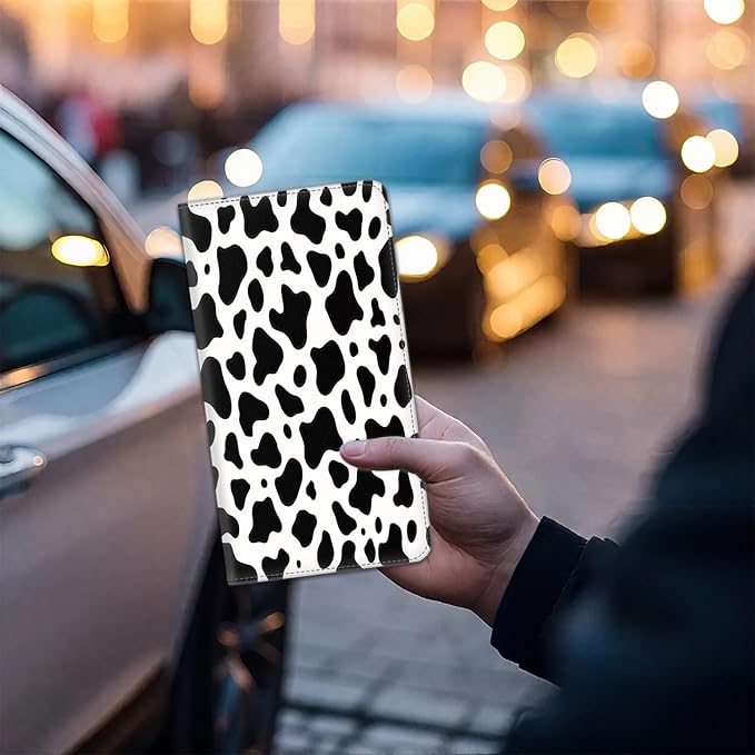 Car Registration Holder, Waterproof PU Leather Vehicle Card Document Glove Box Organizer, Women Interior Auto Accessories Case for Cards, Driver License Car Insurance Holder, White Leopard Print