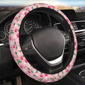 Cherries White Flowers Steering Wheel Cover for Women Men Girls, Car Accessories Decor Thickened Anti-Slip Auto Steering Wheel Covers Protector Universal Fit 15 Inch for Cars, Truck, SUV