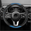 Carbon Fiber Steering Wheel Cover, Non-Slip Leather Steering Wheel Protector with 3D Honeycomb Design, Comfy Grip Breathable Sporty Auto Wheel Wrap for Most Cars Trucks SUVs (Sky Blue)