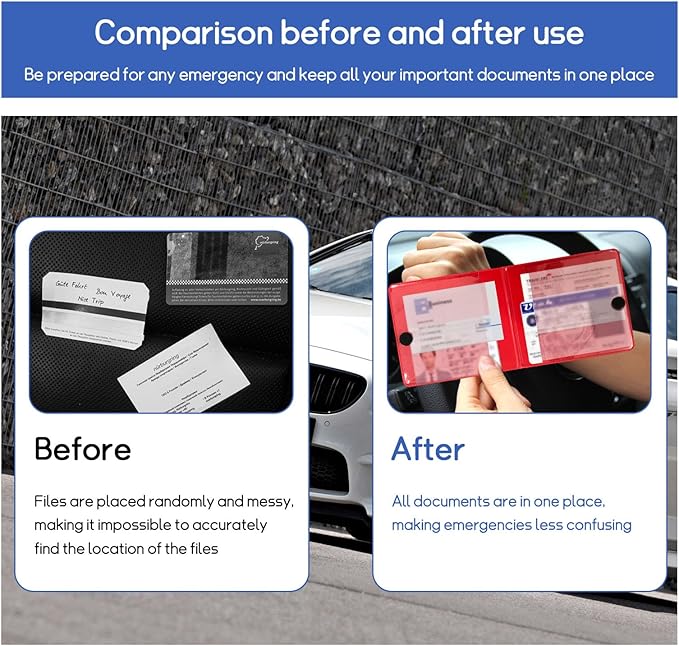 2 PCS Car Registration and Insurance Holder, 10.6''×4.8'' Essential Auto Card Glove Box Organizer with Closure, Vehicle Interior Accessories Perfect for Documents, Cards