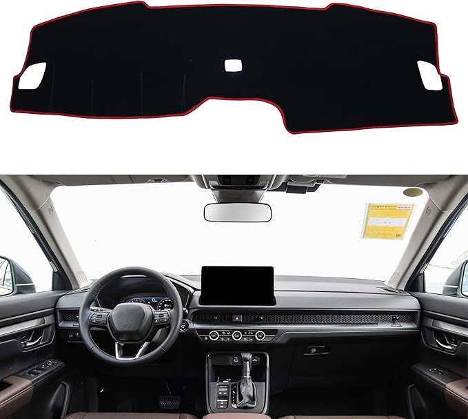 Dash Cover for Honda CR-V CRV Accessories 2023 2024 2025 2026 Dashboard Cover Center Console Dash Mat Carpet Protector Sunshield No Glare Non-Slip Pad Custom Fit, Red Trim