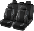 Road Comforts Car Seat Cover Full Set, Leather Mesh Seat Covers, Airbag Compatible, Universal Fit for Most Cars, SUVs, Trucks, and Vans - Gray